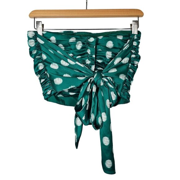 Hutch Polka Dots Strapless Pleated Blouse Back Zip Tie Back Stretch Womens 6 NWT - Picture 9 of 16